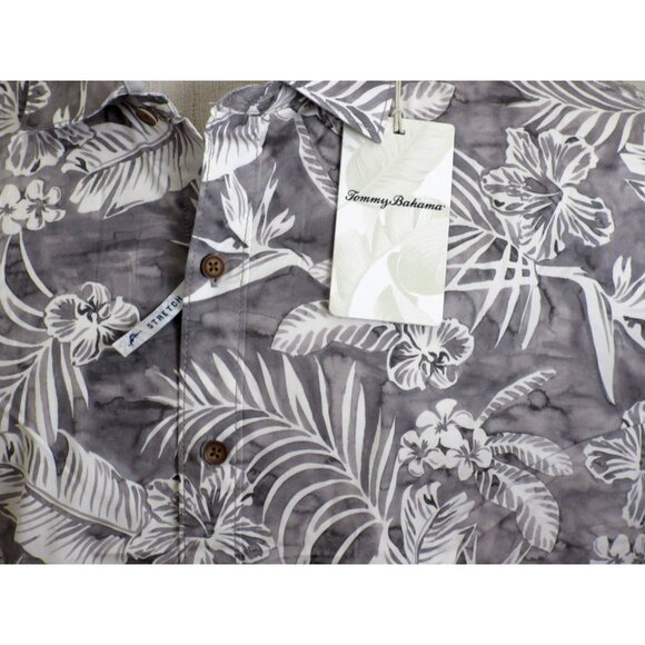 Tommy Bahama Men's SS Aqua Lush Tropical Floral Button Up Shirt Meteor Grey NWT - Picture 4 of 6